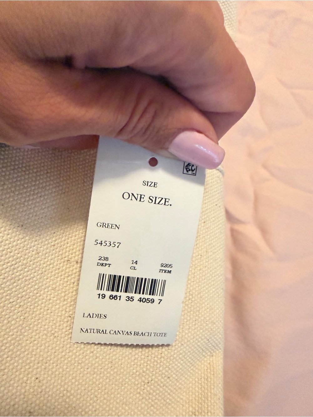 Lands' End Cream Canvas Tote with Hot Pink Trim Straps + A GIFT 🎁 - Picture 5 of 6